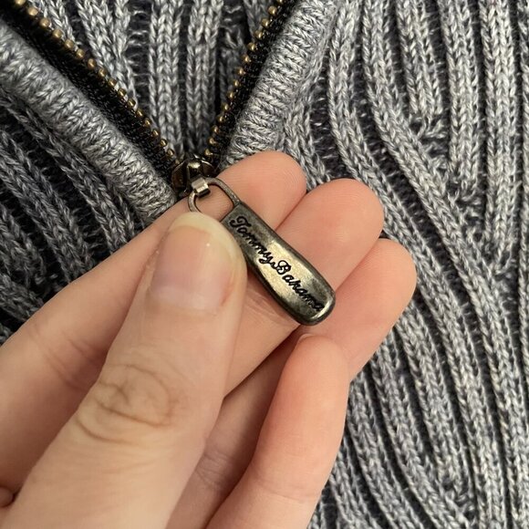 Tommy Bahama Mens XL Grey Cable Knit Quarter-Zip Sweater heavy comfortable - Picture 6 of 8